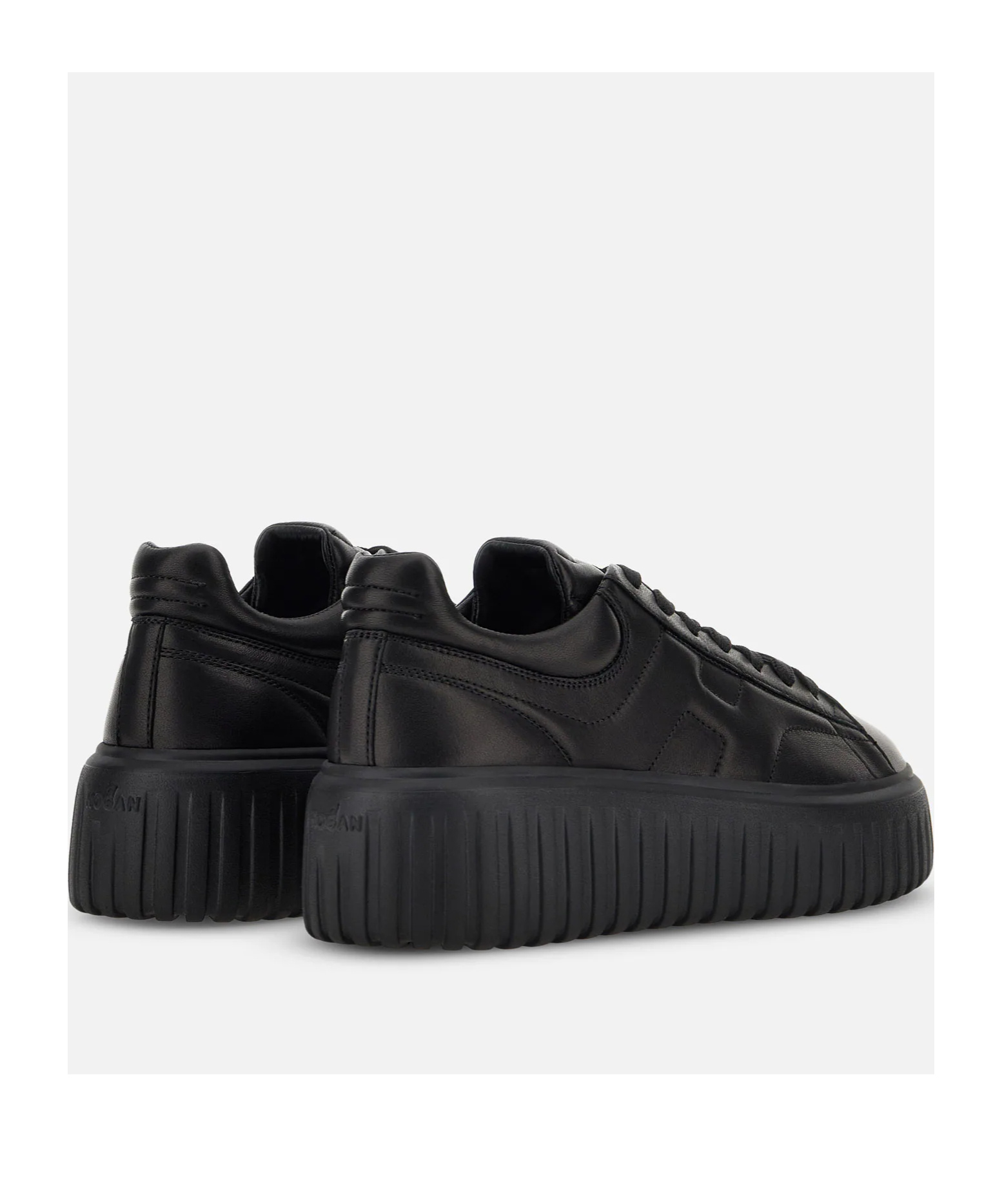 Hogan H-stripes Allacciato H Leather Sneakers In Black