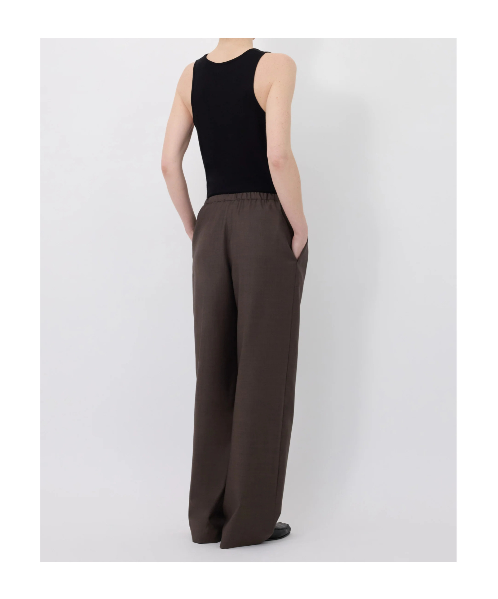 Loulou De Saison Cove Lds Elastic Waisted Trousers In Brown