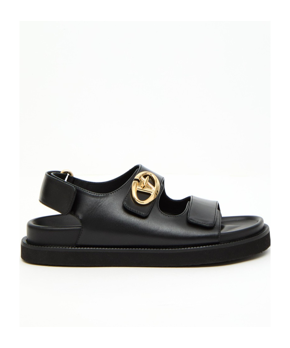 Valentino Double Buckle-strap Open Toe Sandals In Black