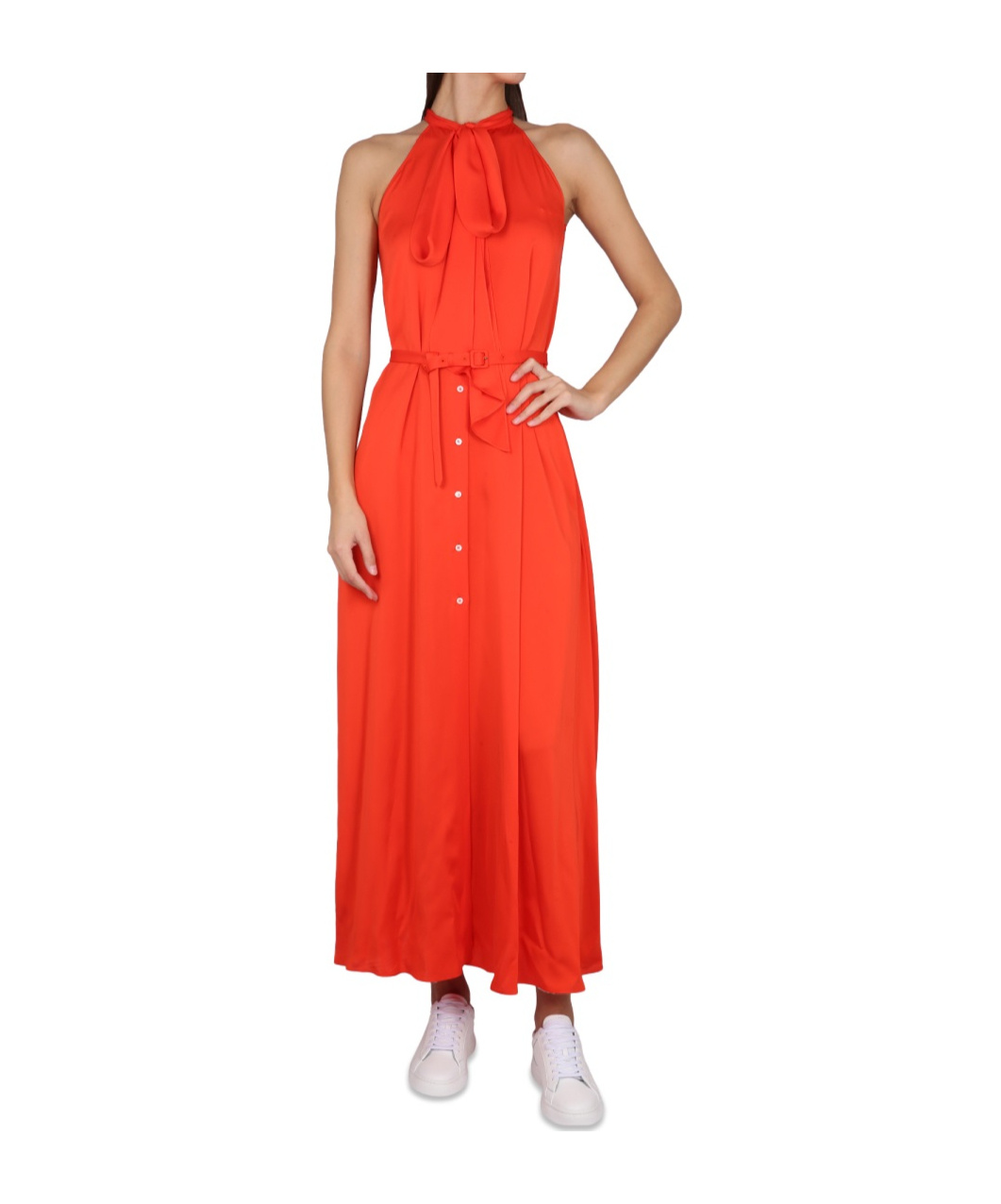 Aspesi Waist Belted Halter Neck Maxi Dress