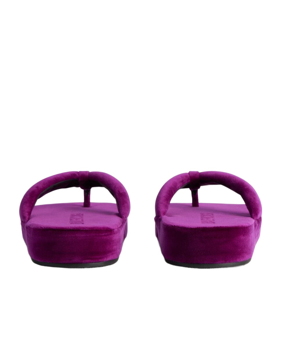 Balenciaga Jet Lag Stretch Velvet Platform Thong Sandals In Purple