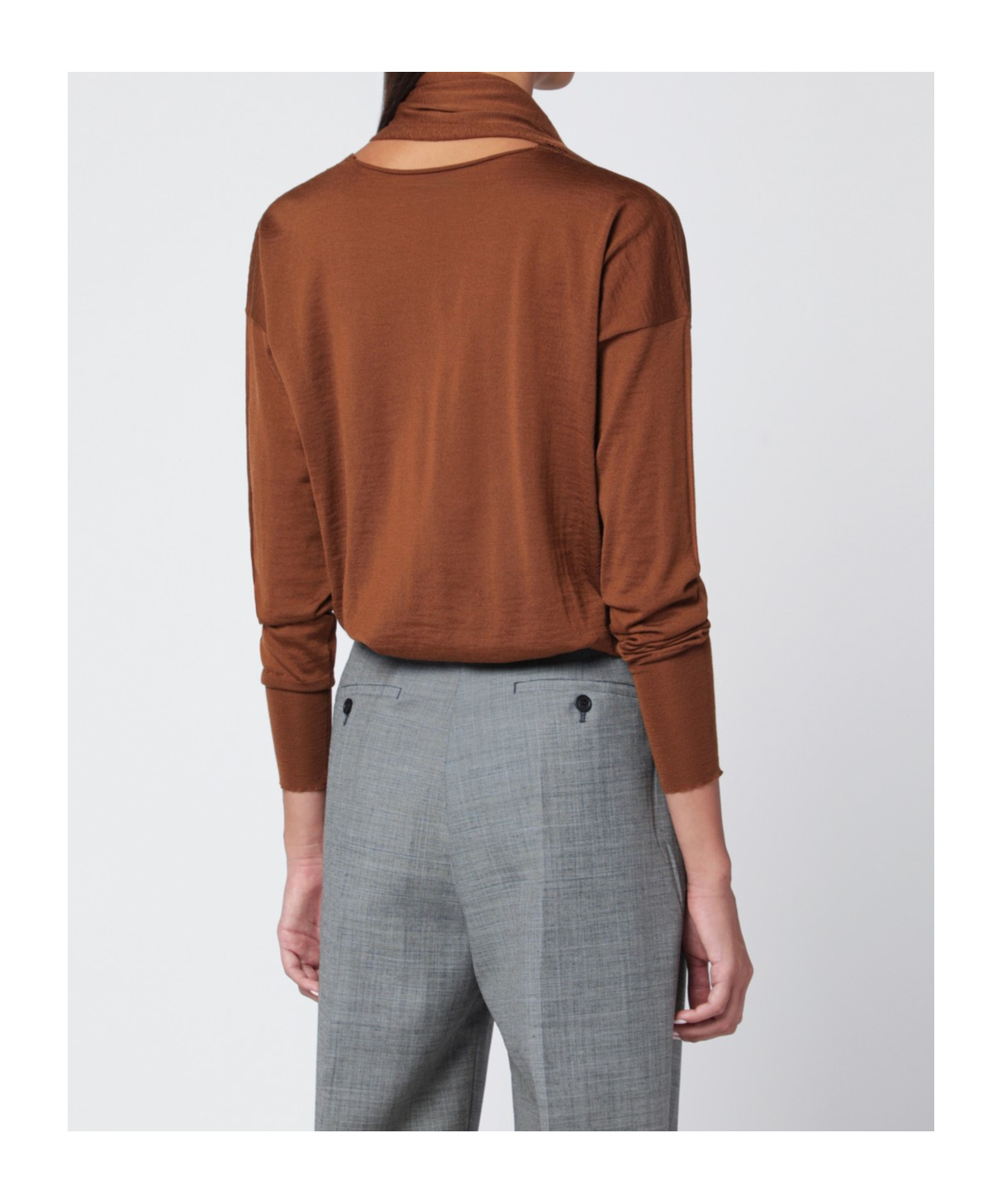 Roberto Collina Sweater Featuring Scarf And Cut-out Design In Brown