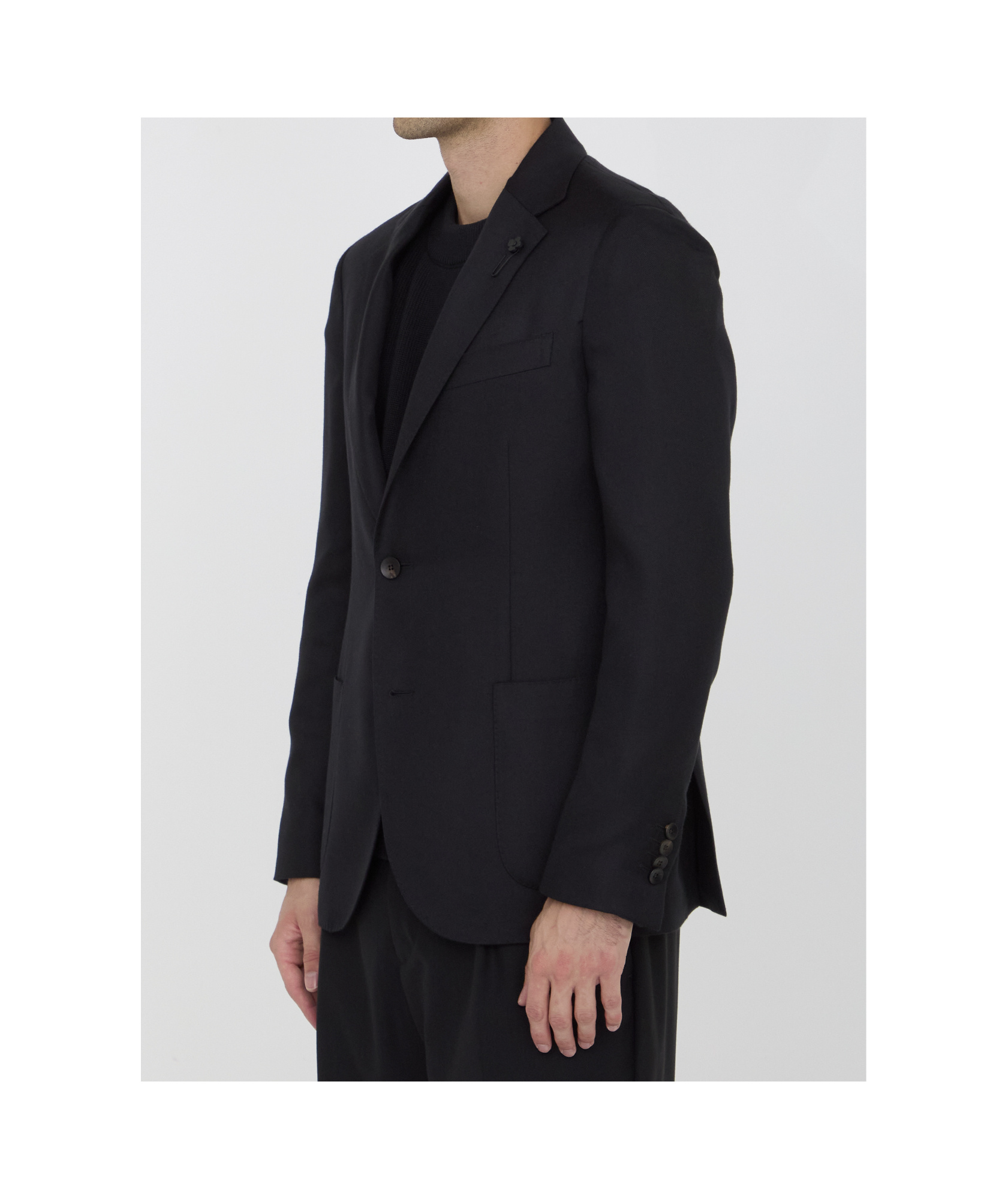 Lardini Notch-lapels Single-breasted Blazer In Black