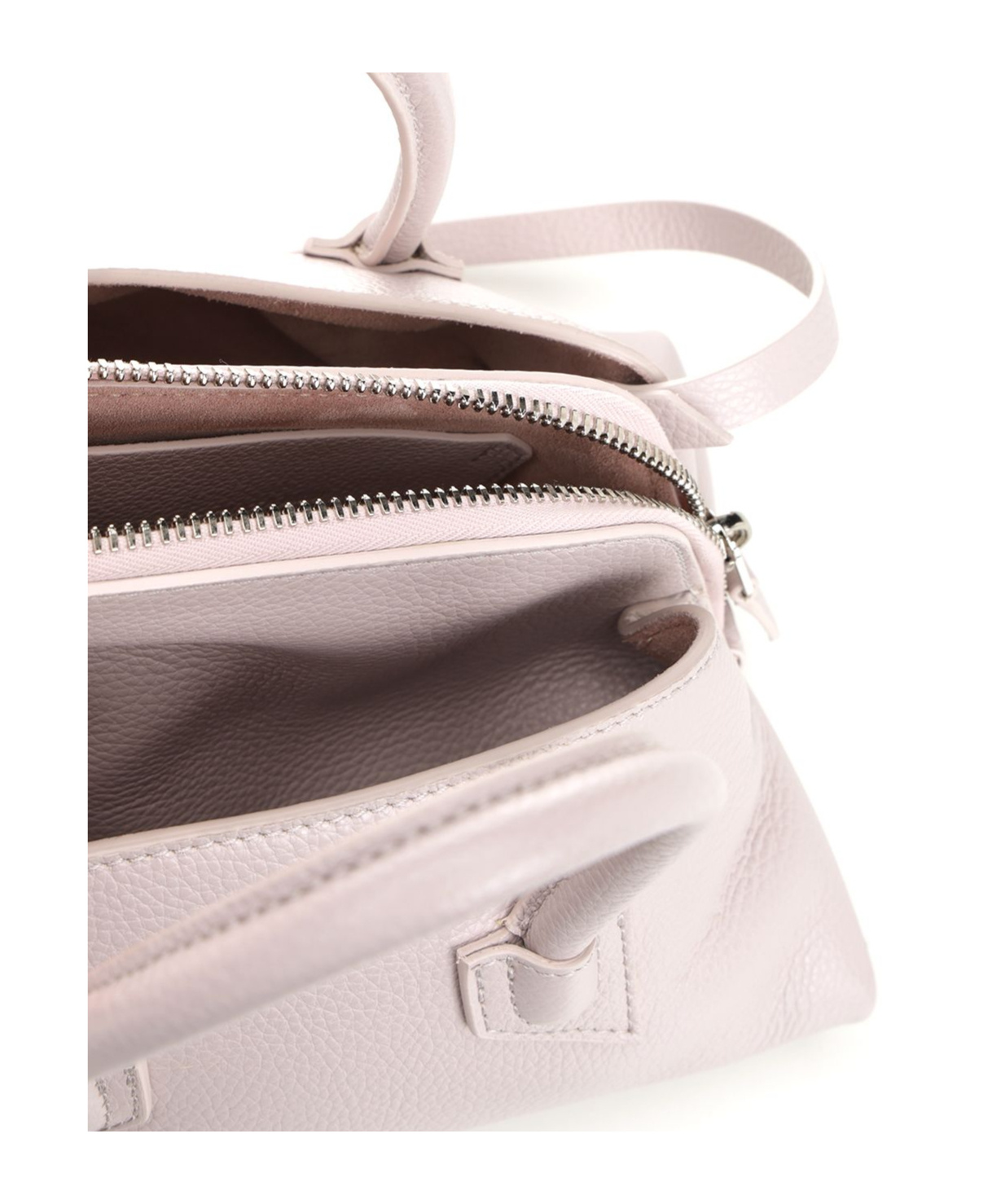 Attico La Passeggiata Mini Grained Leather Handbags Grey In White