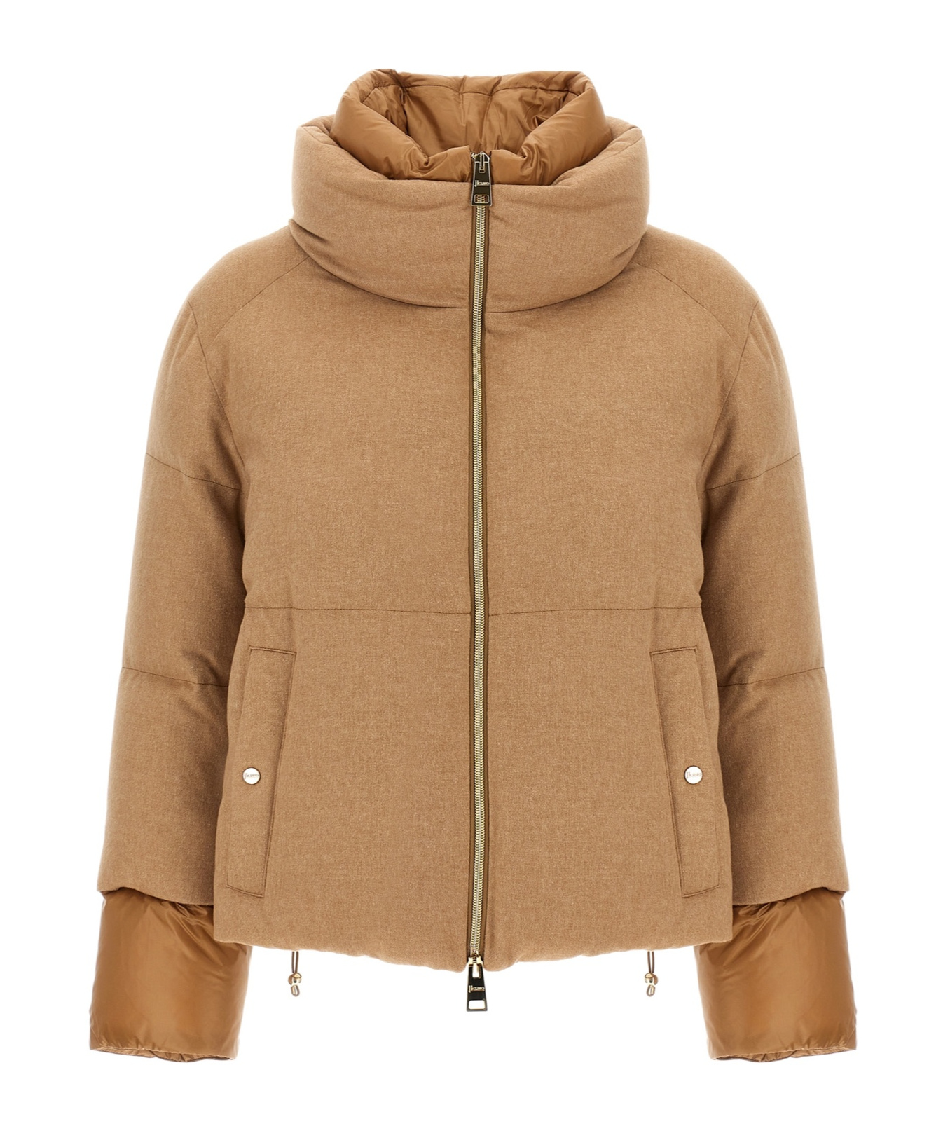 Herno Two-material Puffer Jacket In Green