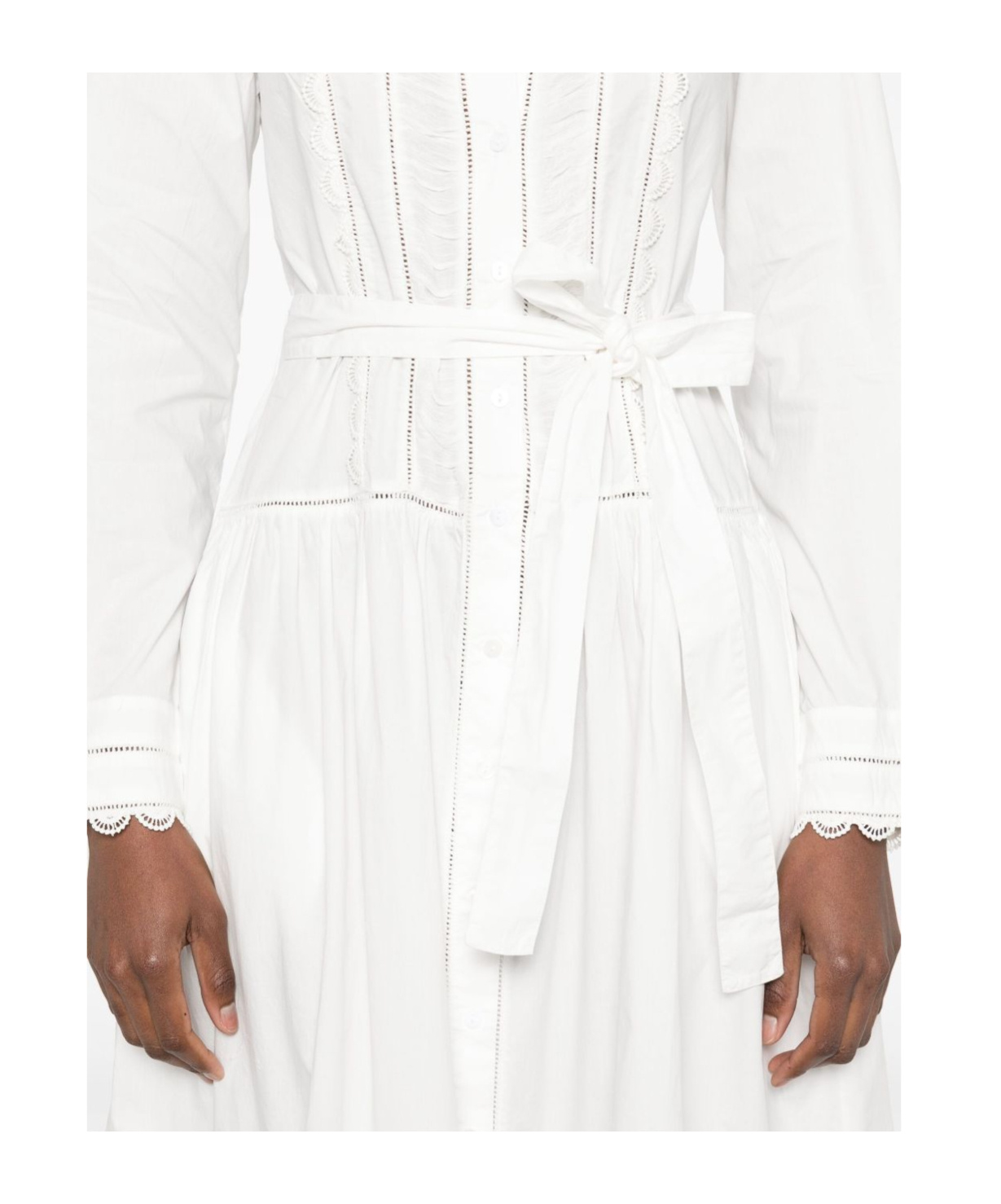 Ulla Johnson Ariane Dress With Belted Waist And Front Slit In White