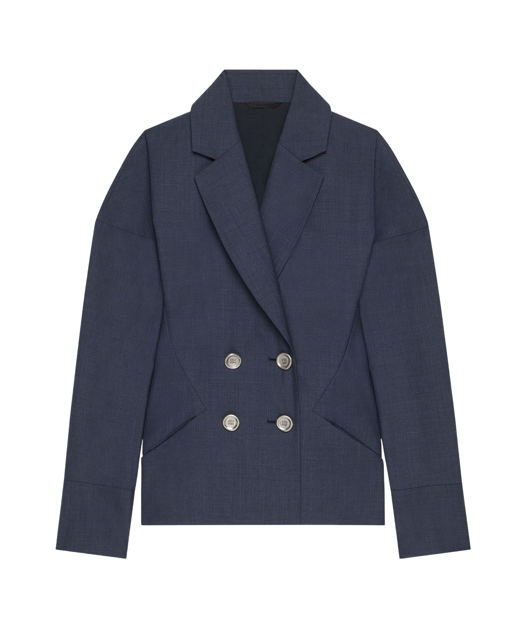 Givenchy Denim Double-breasted Blazer In Blue