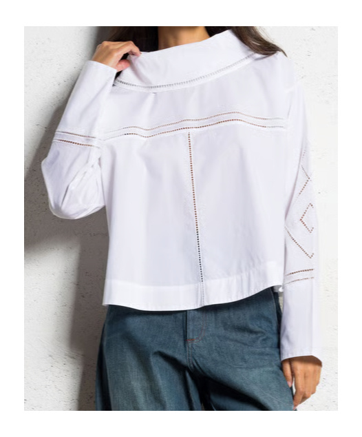 Soeur Straight Embroidered Cotton Shirt In White