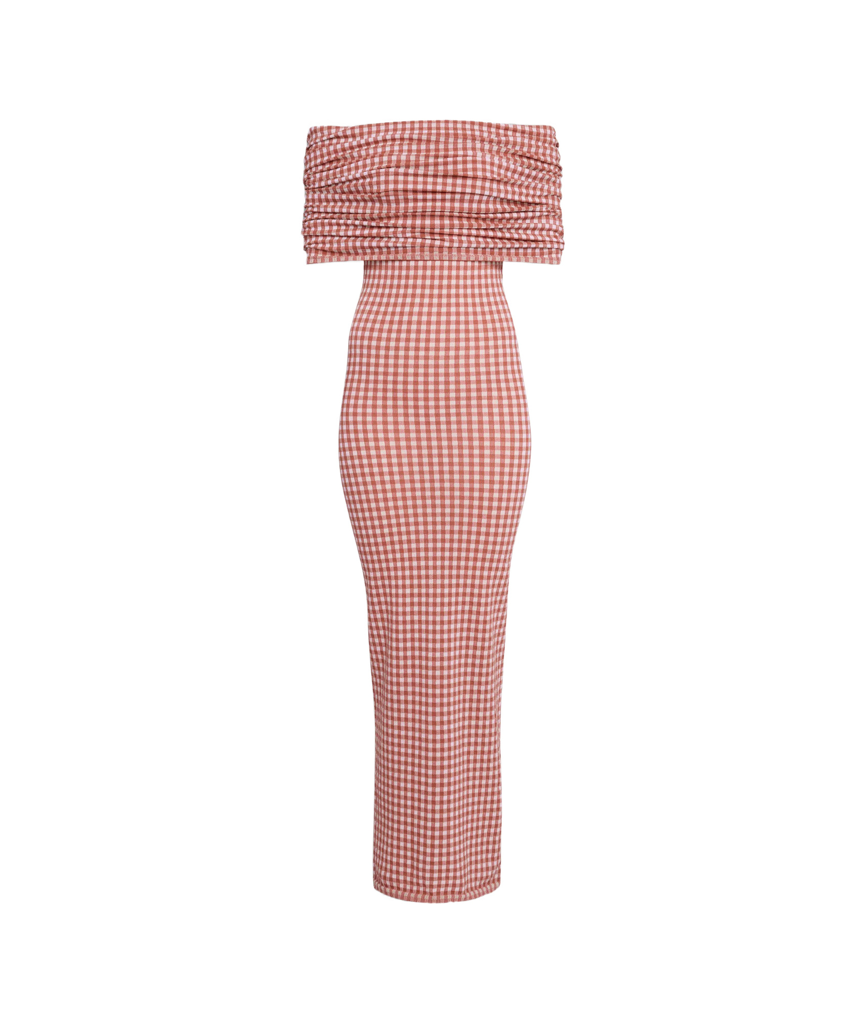 Alaïa Checked Off-shoulder Midi Dress In Multi