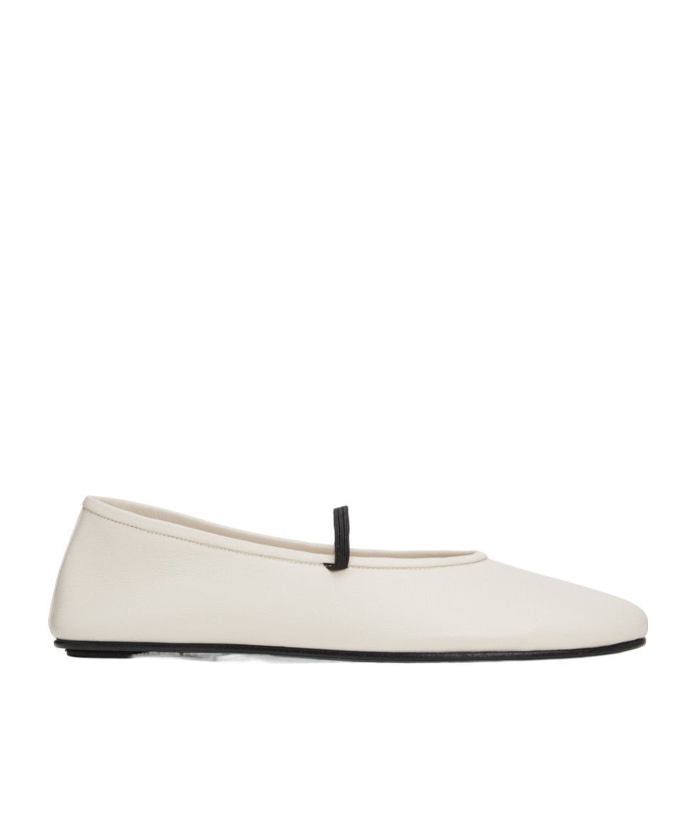 The Row Leather Ballet Flats In Nude