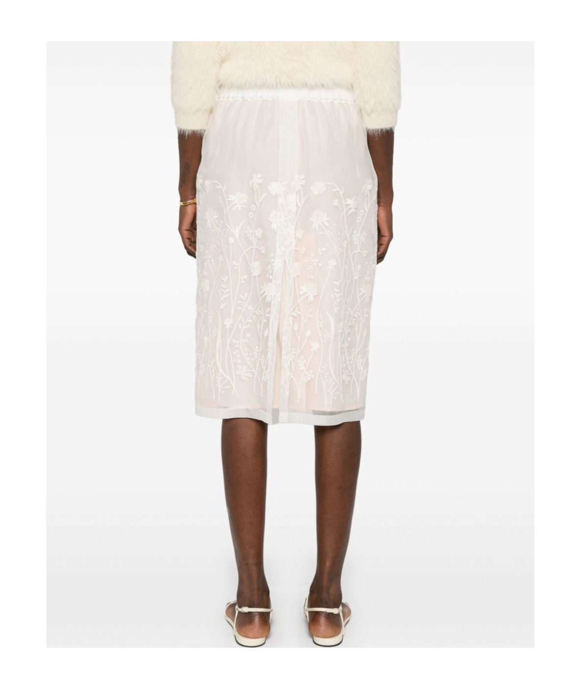 P.a.r.o.s.h Sorgente Floral Embroidered Midi Skirt
