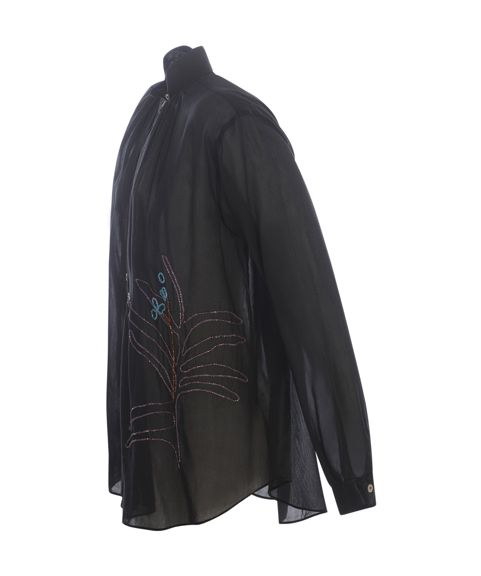 Forte Forte Motif Embroidered Buttoned Shirt In Black