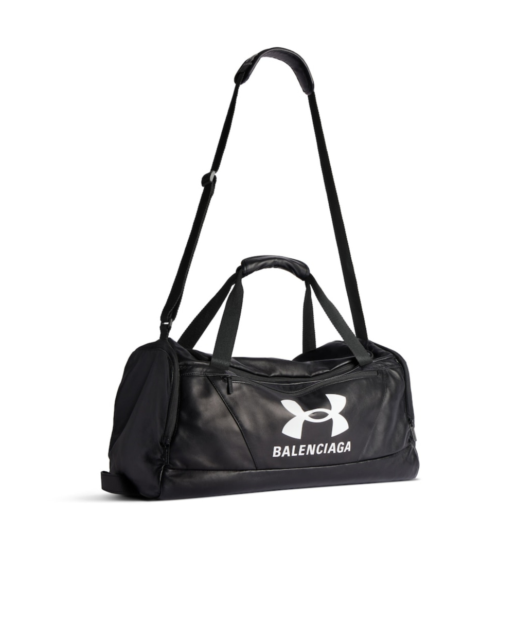 Balenciaga Maxi Logo Leather Duffle Bag In Black