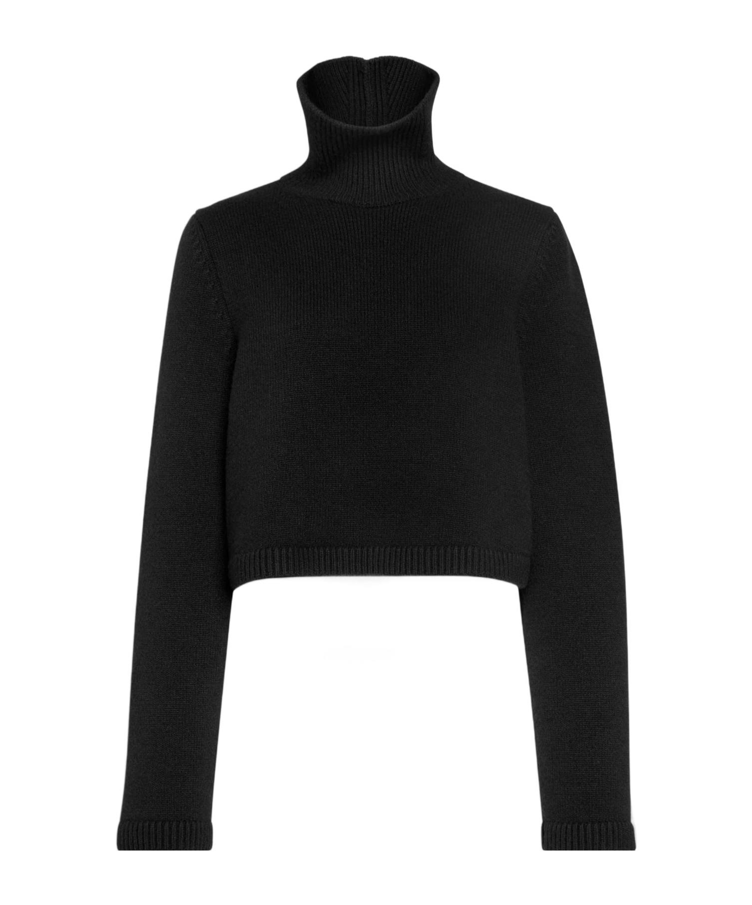 Alaïa Cropped Cashmere Knit Sweater In Black