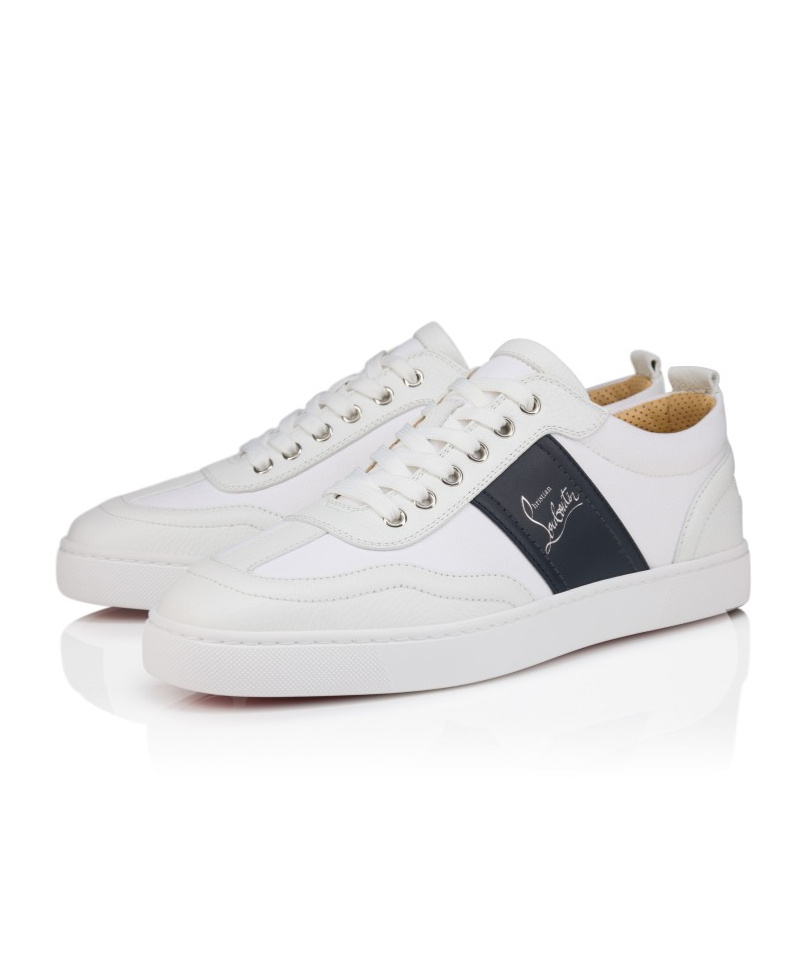 Christian Louboutin Retero Leather And Canvas Sneakers