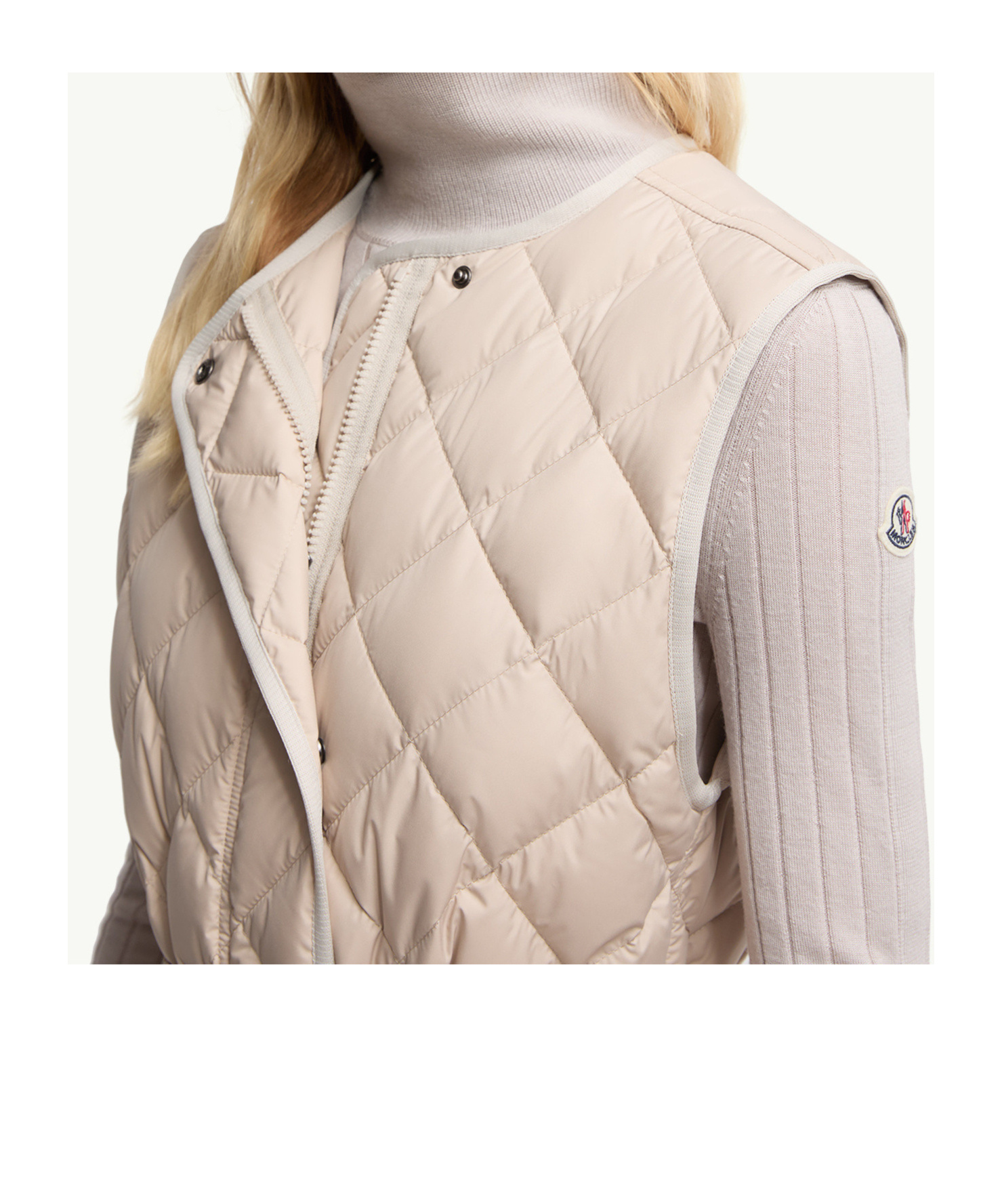 Moncler Butor Diamond-quilted Long Down Gilet In Neutral