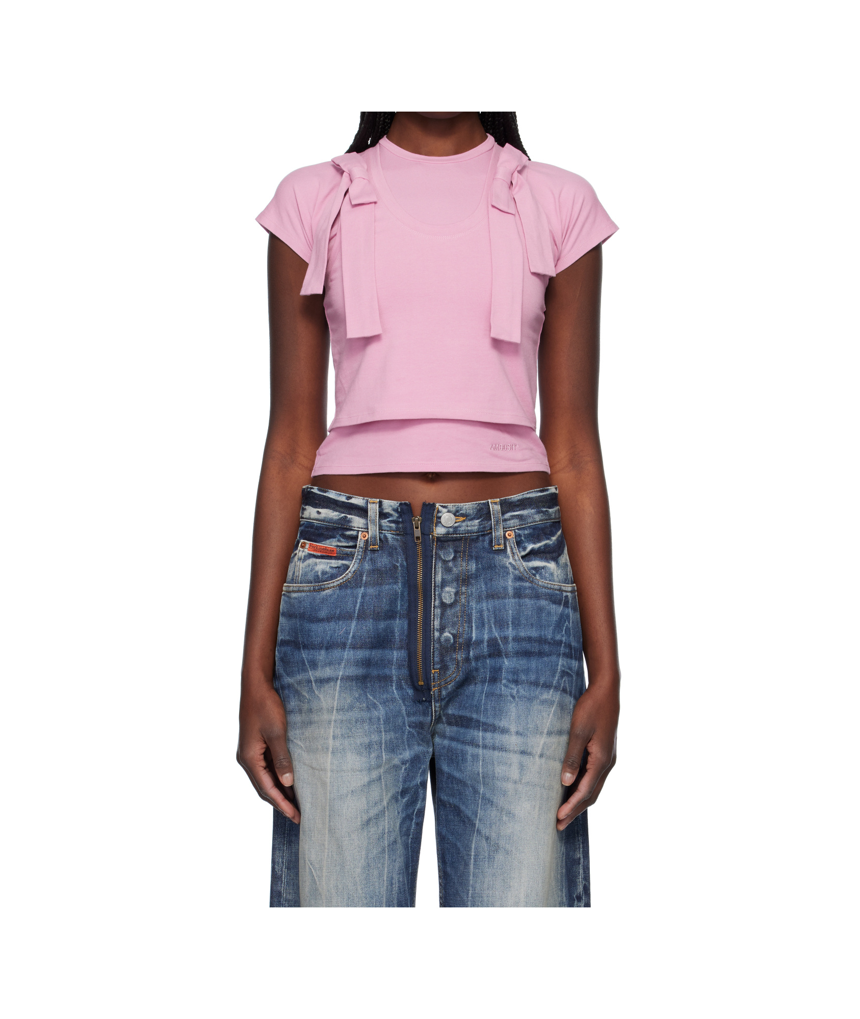 Ambush Pink Layered Ribbon Baby T-shirt