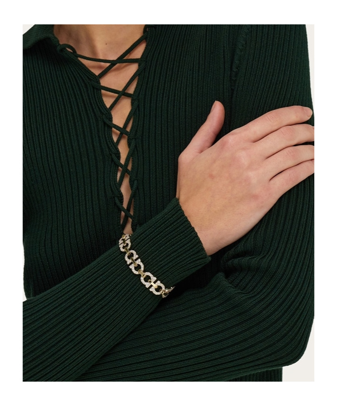 Ferragamo Crystal Embellished Gancini Bracelet
