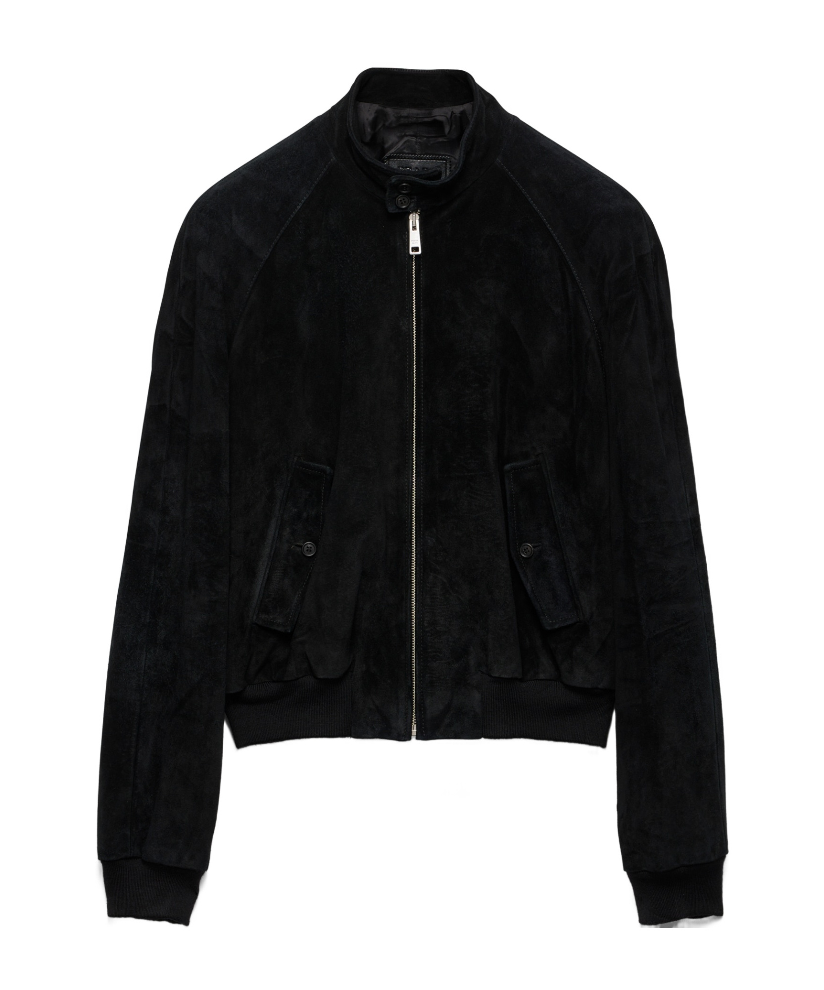 Prada Long-sleeved Leather Jacket In Black