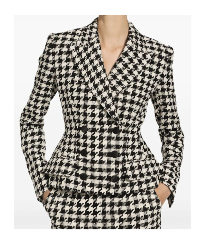 Shop Dolce & Gabbana Double Breasted Check Blazer In Black