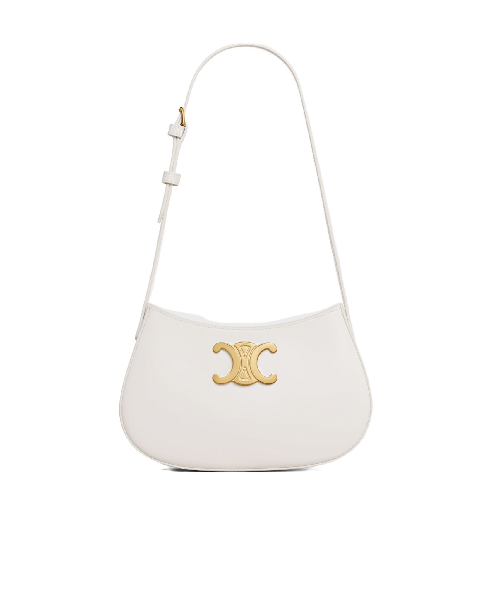 Celine Zippered Shoulder Bag In White