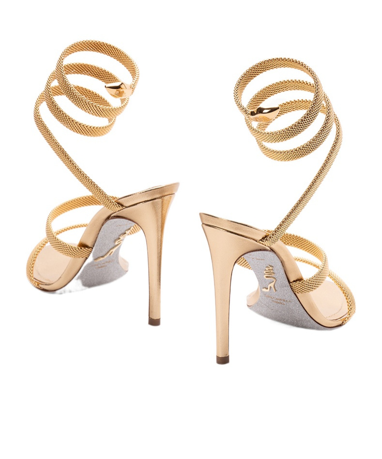 René Caovilla Round-headed High-heeled Sandals In Nude