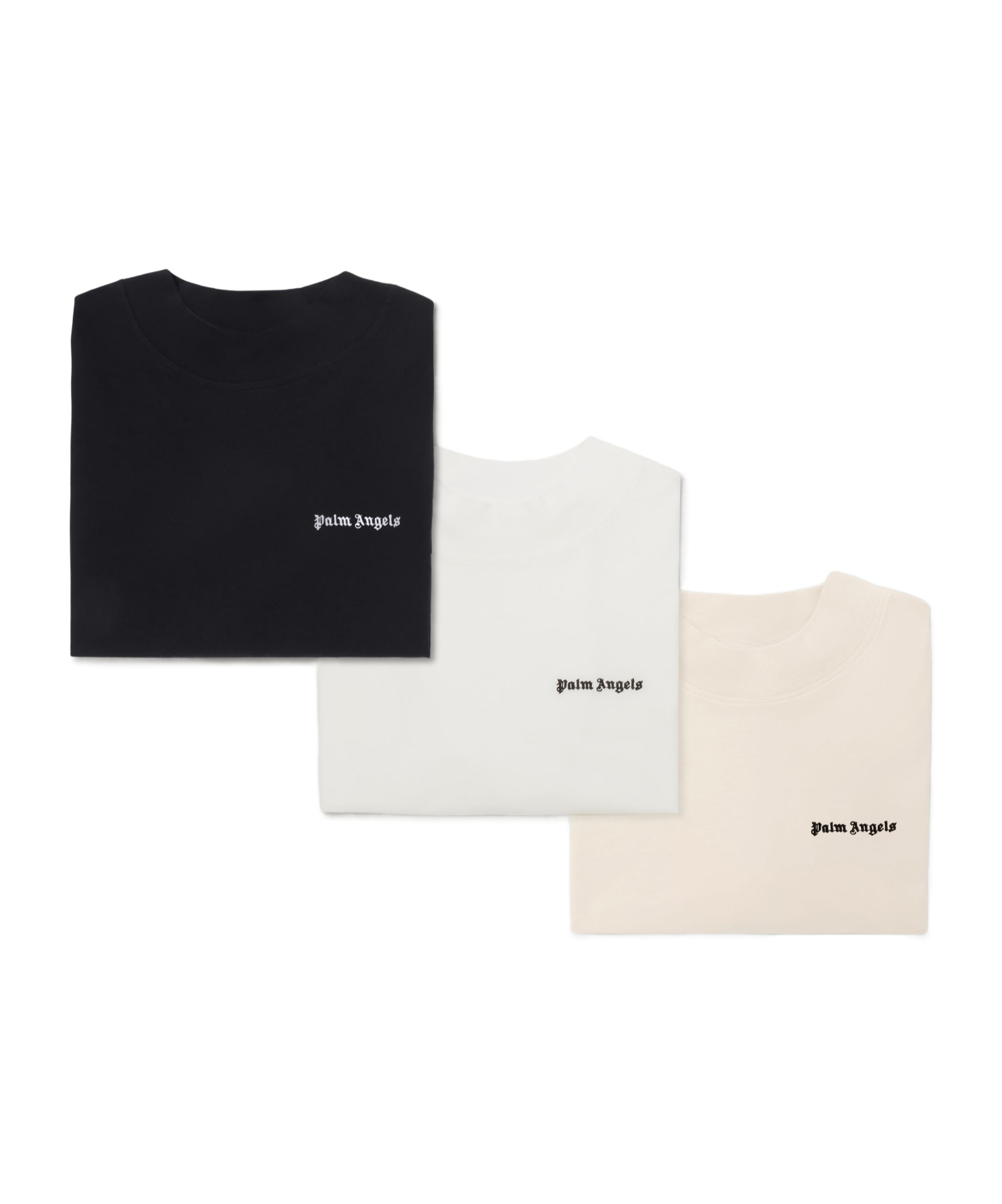 Palm Angels Logo-embroidered T-shirts (pack Of Three) In White