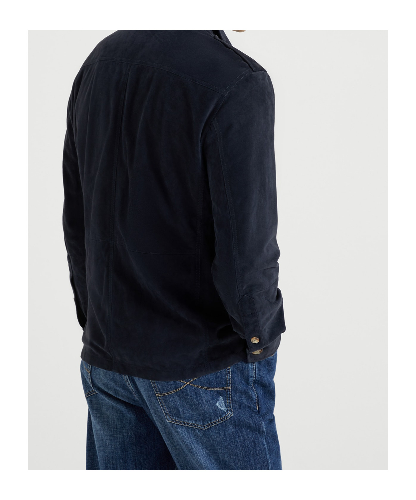 Brunello Cucinelli Suede Leather Shirt Jacket In Black
