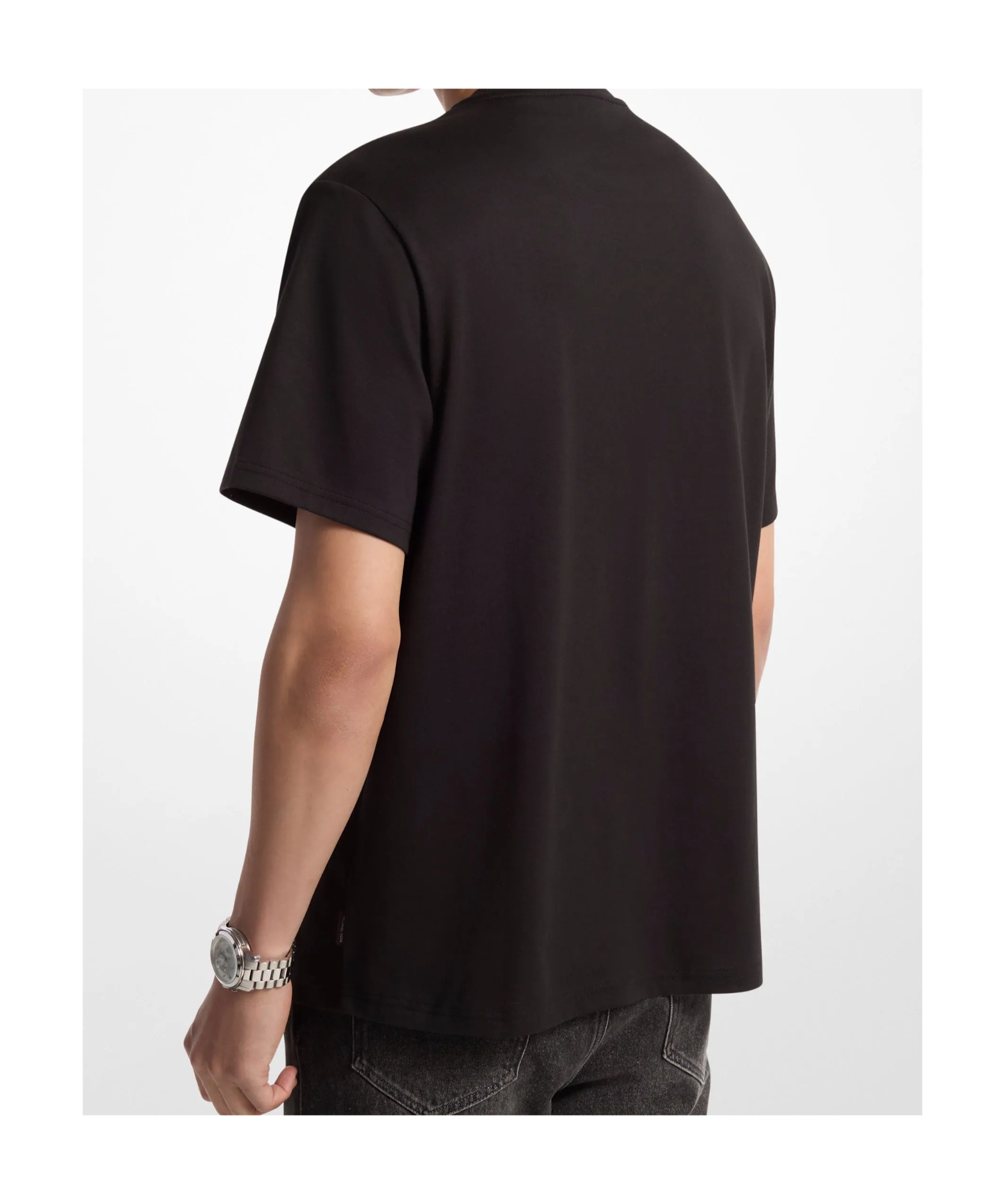Michael Kors Logo Embossed Cotton T-shirt In Black