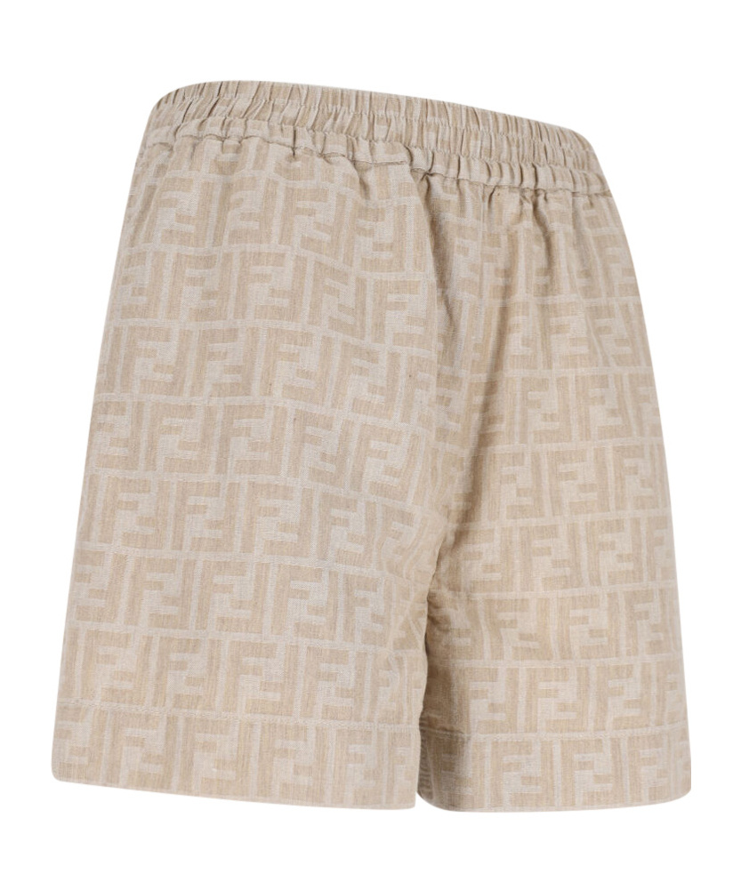 Fendi Elastic Waist Shorts In Brown