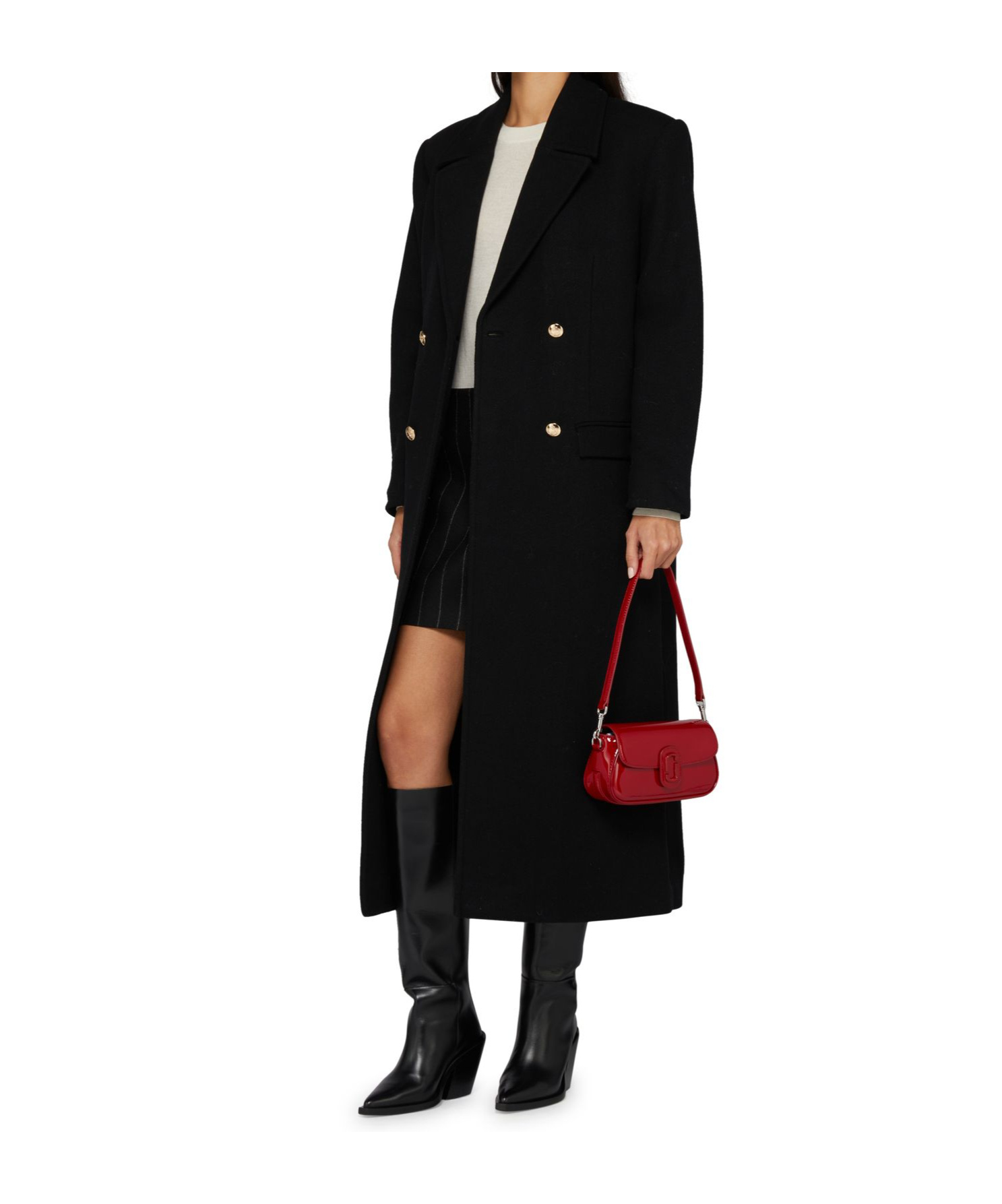 Shop Anine Bing Lapel Long Sleeve Coat In Black