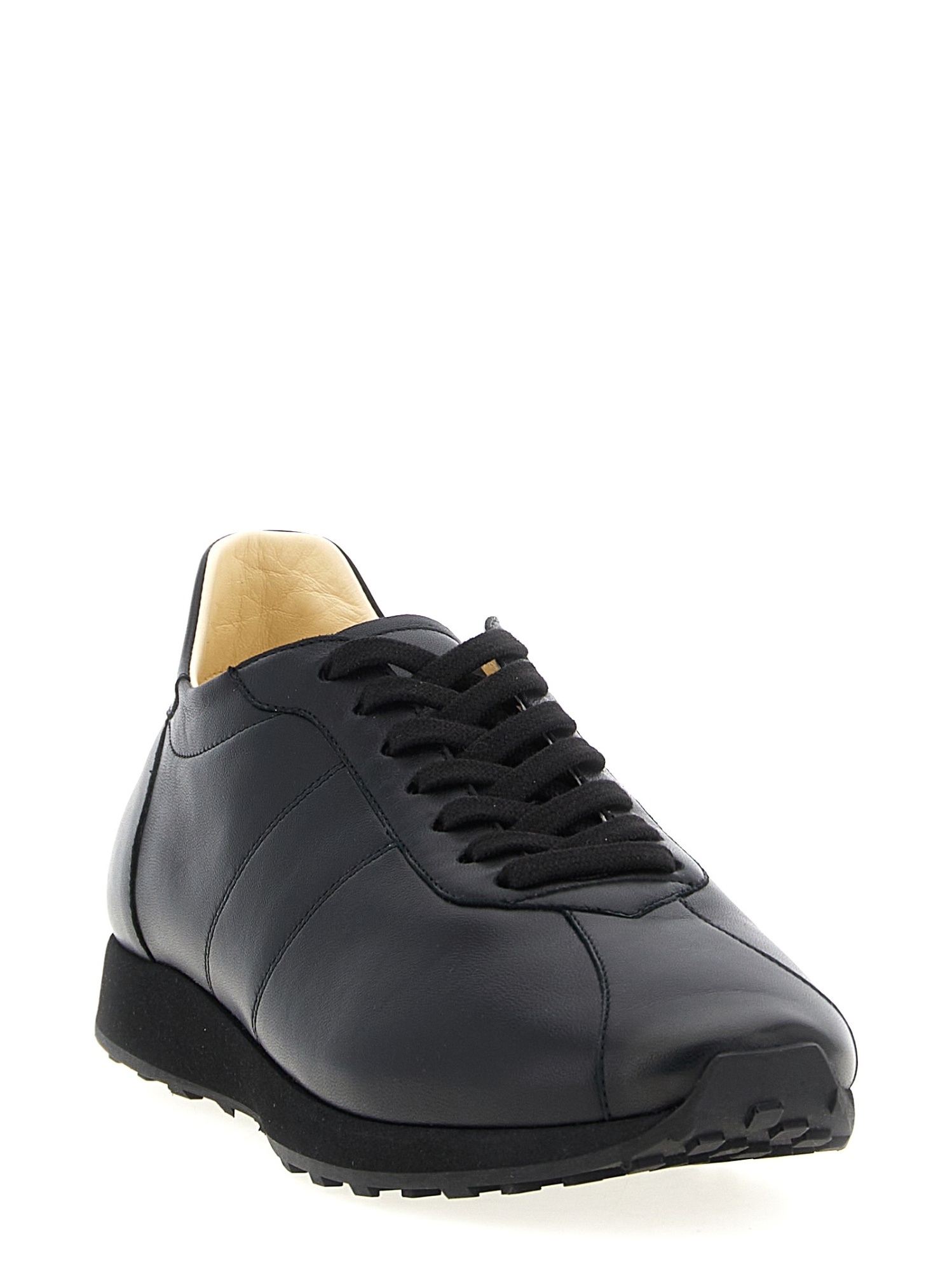 The Row Mica Leather Low-top Sneakers In Black
