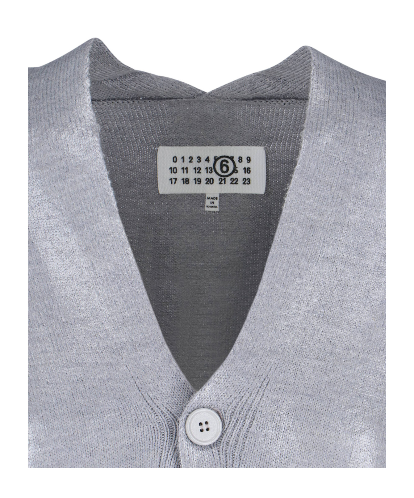 Mm6 Maison Margiela Shiny V Neck Knitwear With Long Sleeves In Grey