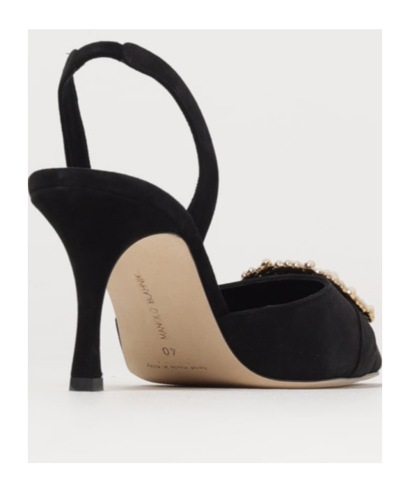Shop Manolo Blahnik Pointed High Heel Sandals In Black