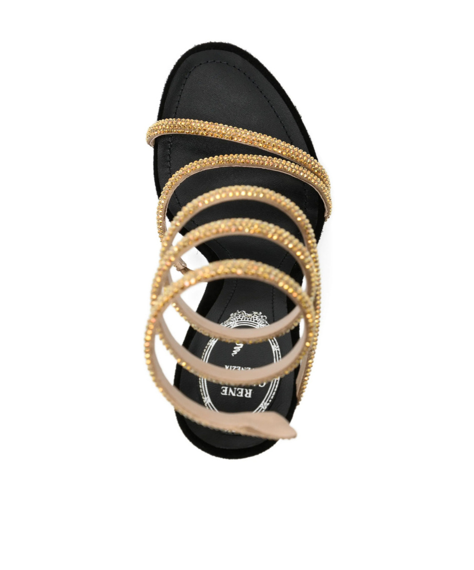 René Caovilla Round-toe High-heeled Sandals In Black