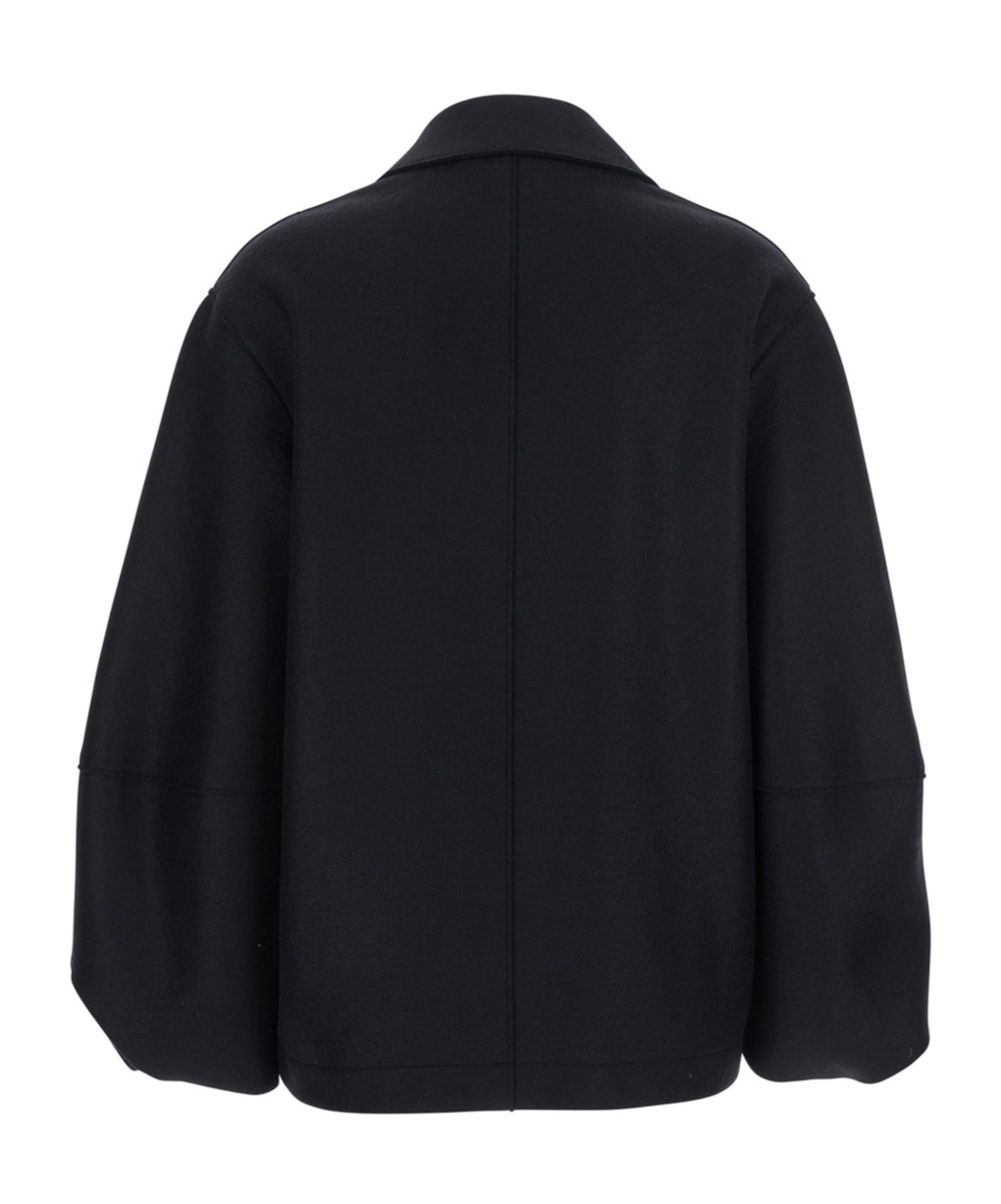 Harris Wharf London Black Jacket With Wide Collar And Balloon Sleeves In Wool Woman In Black