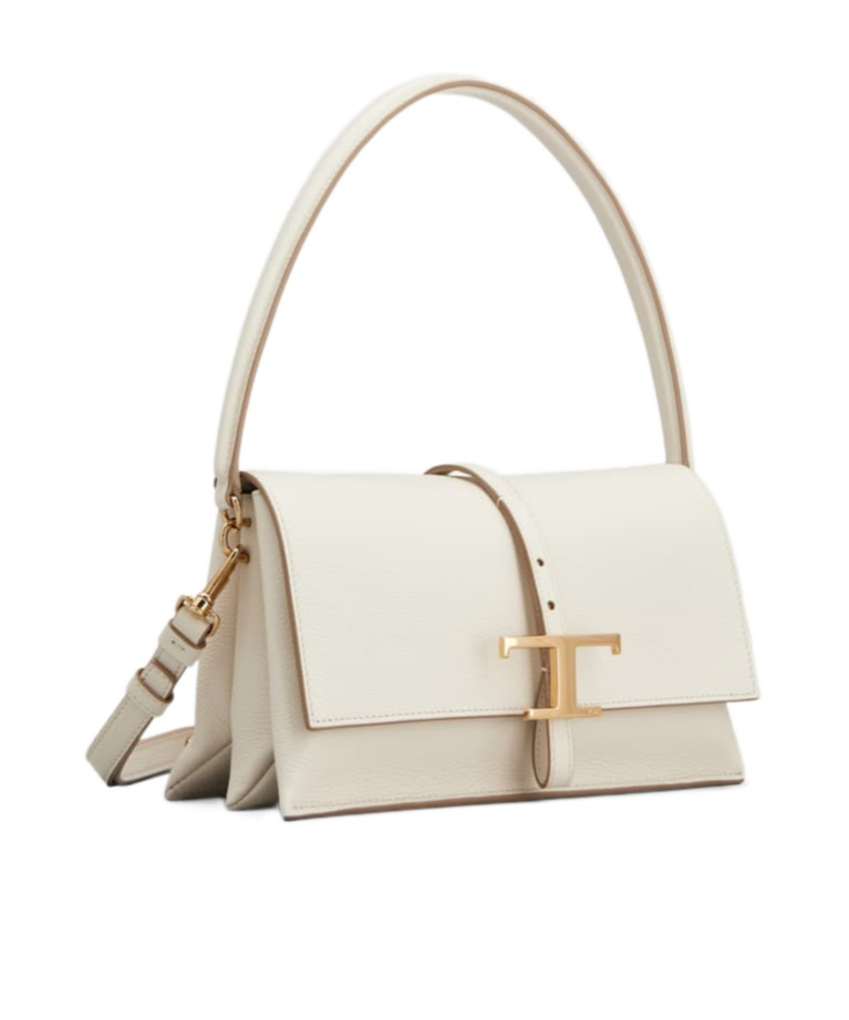 Tod's T Timeless Leather Mini Clamshell Bag In White