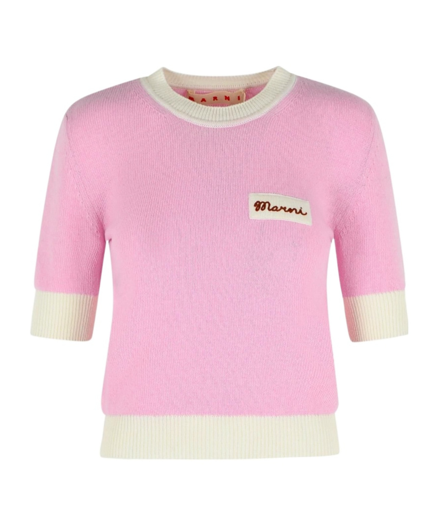 Marni Logo Embroidered Jumper In Pink