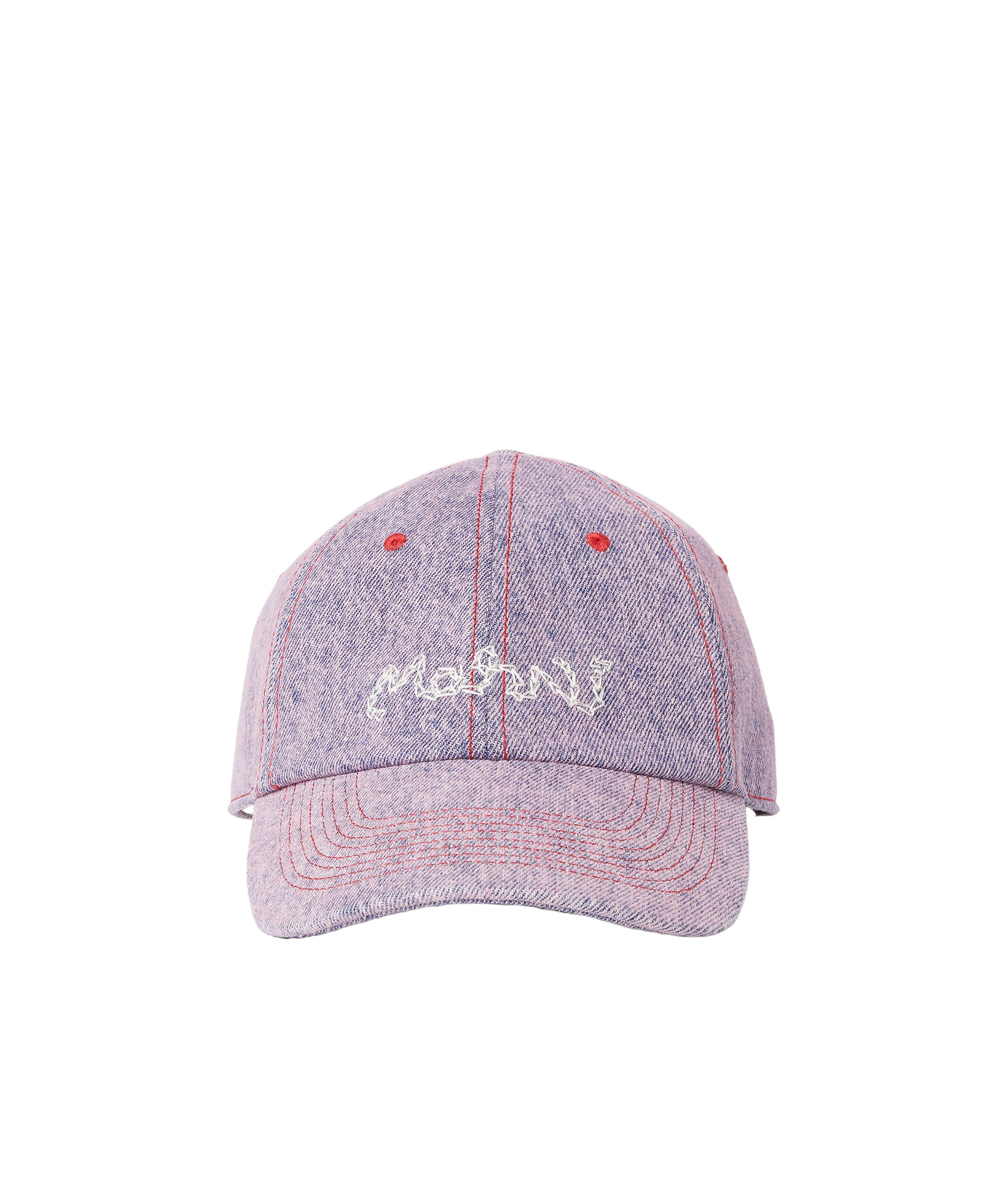 Marni Logo Embroidered Baseball Cap In Purple
