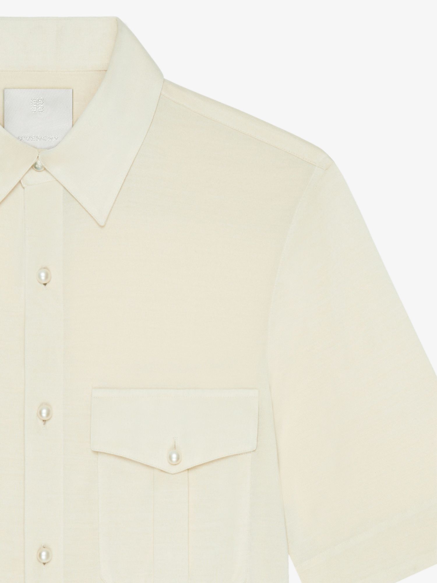 Givenchy Men's Silk Pearly-button Military Shirt In White
