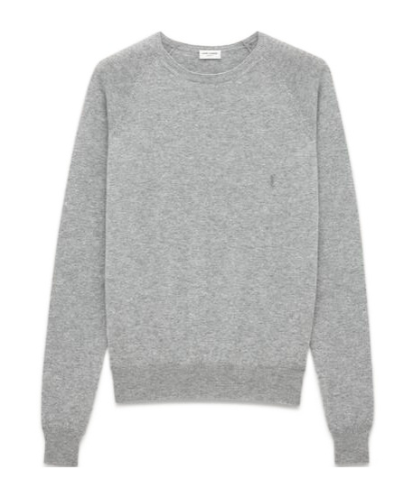 Saint Laurent Long-sleeved Cashmere Sweater In Gray