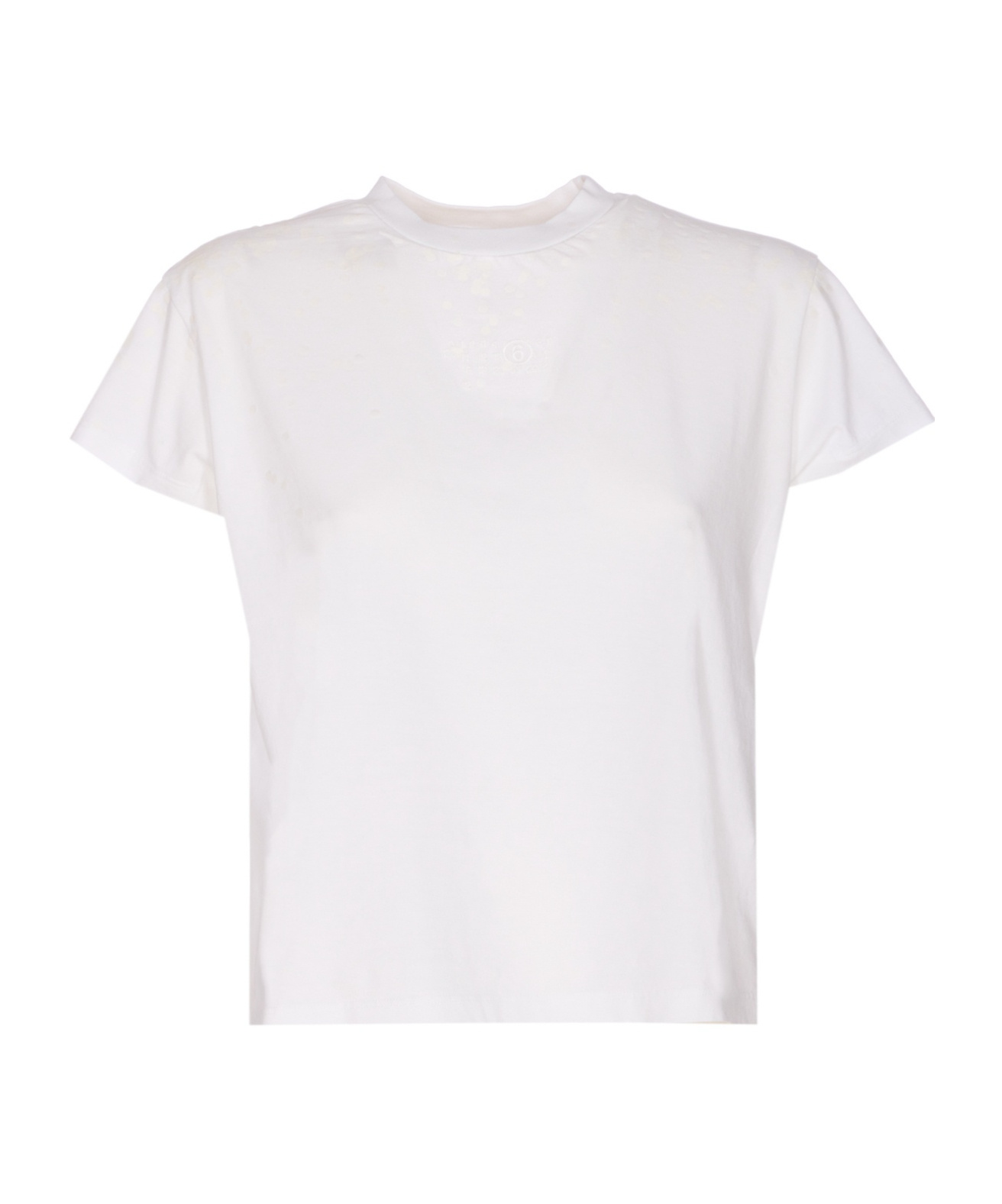 Mm6 Maison Margiela Embroidered Crew-neck T-shirt In White