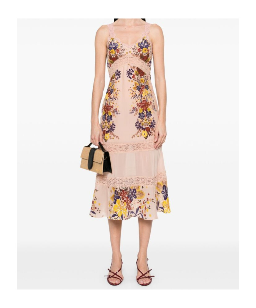 Farm Rio Floral Lace Slip Dress In Nude