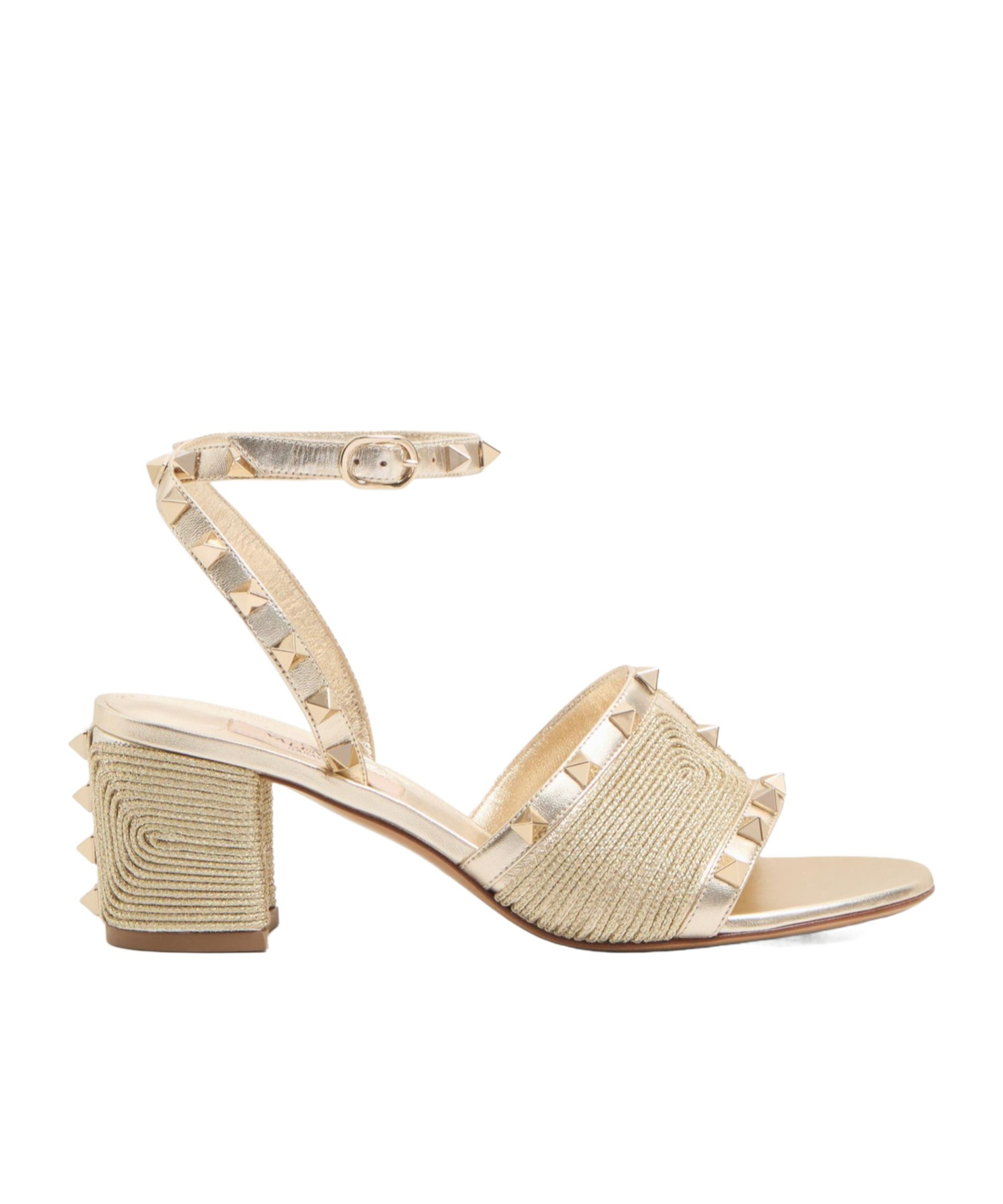 Valentino Garavani Rockstud Sandal In Laminated Nappa With Cornely Embroidery 60mm Woman Platinum 41 In Platinum Color