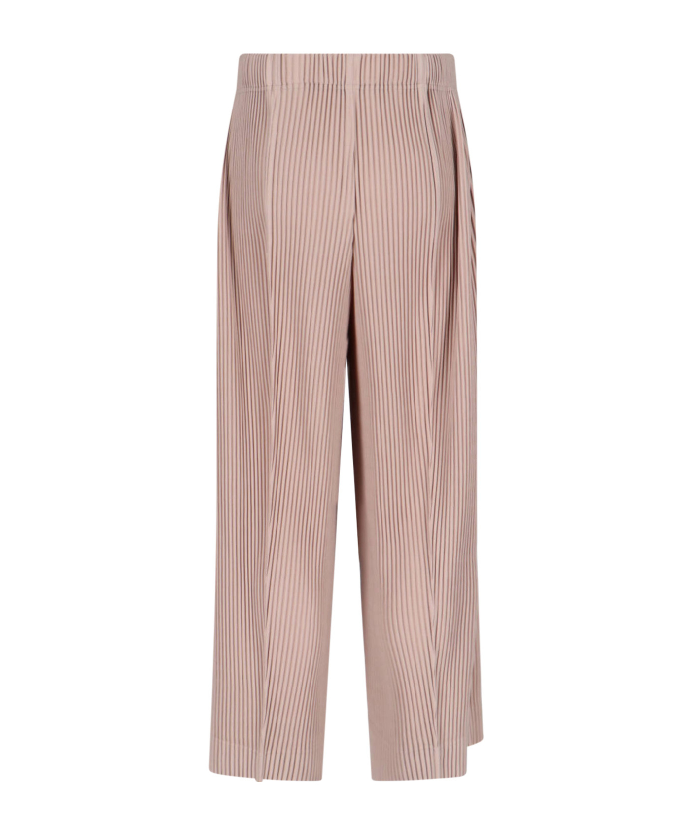 Issey Miyake High-waisted Pleated Trousers With Straight Leg Silhouette In Pink