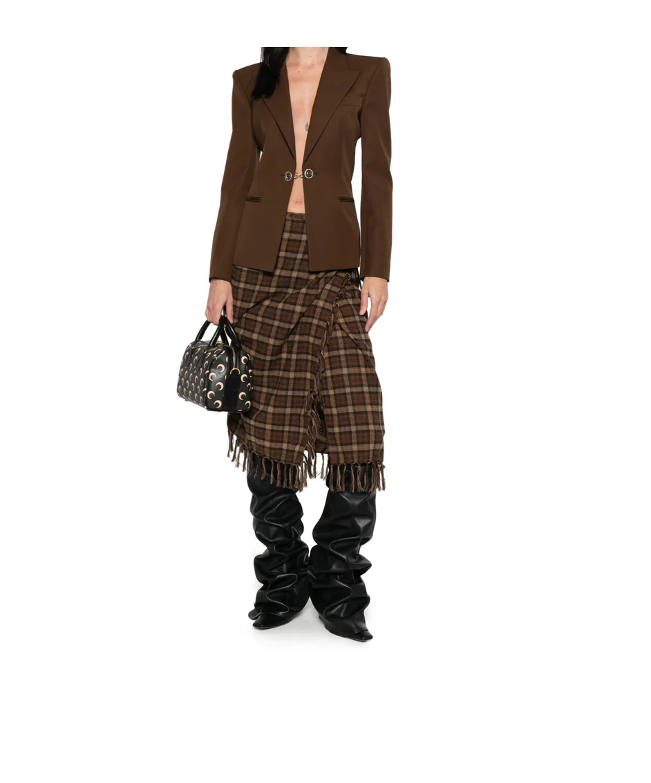 Marine Serre Buttoned Wool Jacket In Brown