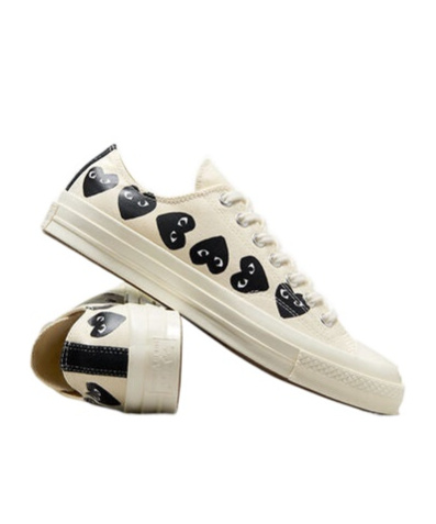 Comme Des Garçons Play X Converse Multi Hearts-print Low-top Sneakers In Nude
