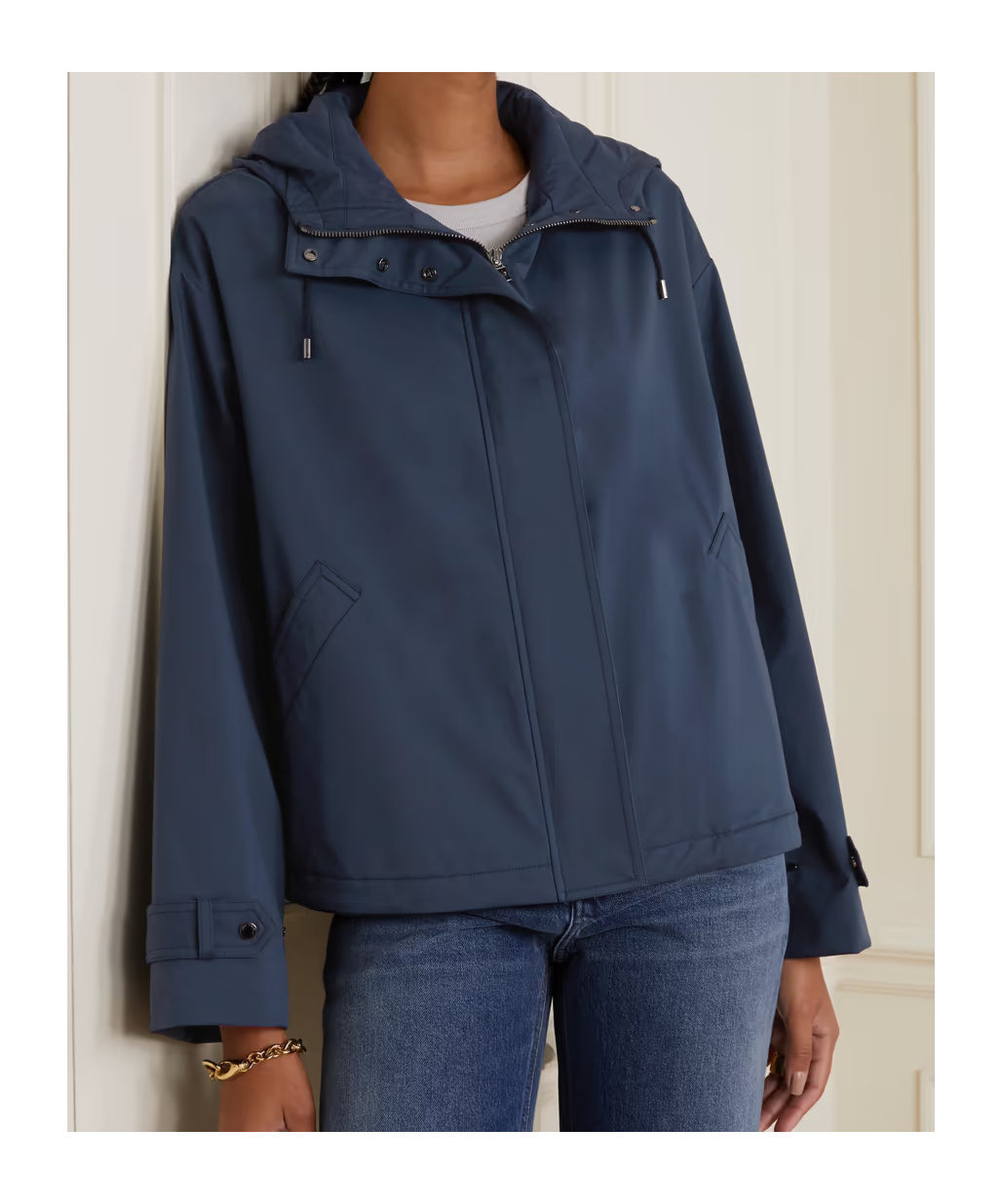 Loro Piana Shell Hooded Jacket In Navy Blue