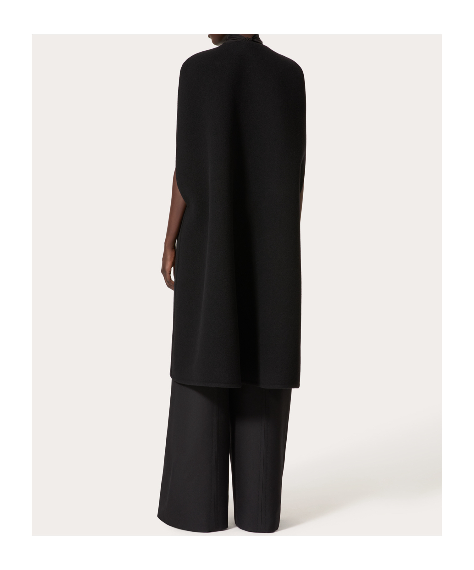 Valentino Broad-shouldered Wool-cashmere Cape In Black