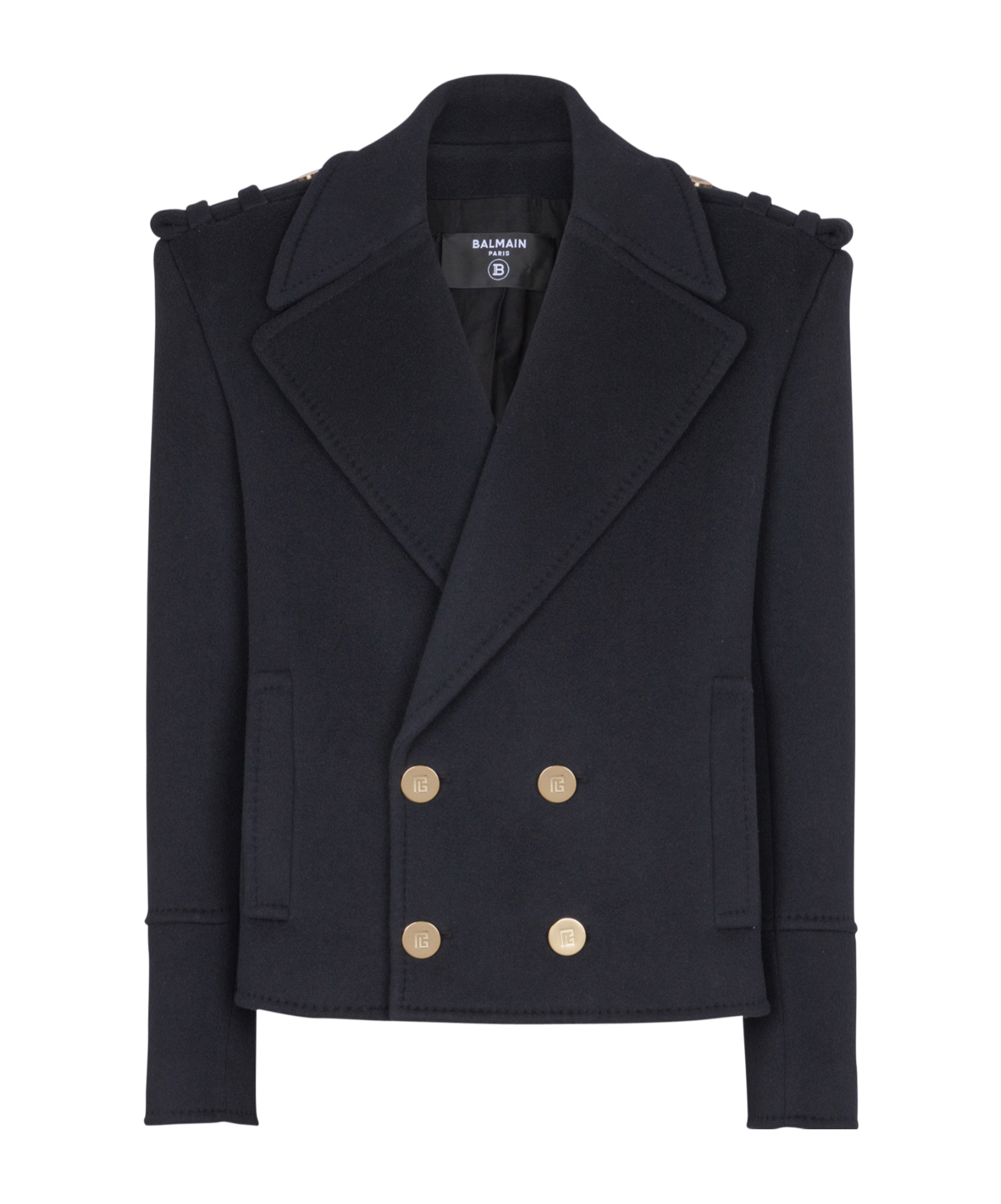Balmain Virgin Wool-cashmere Reefer Jacket In Blue